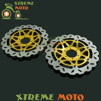 1 чифт Златни мотоциклет предни плаващ спирачен диск Ротор за Honda VFR800 2002-2013 XL1000 2004-2011 Dirt Bike Мотокрос