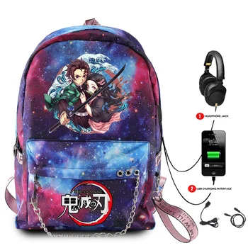 Горещо сладко аниме раница Demon Slayer Starry sky School холщовые чанти Kamado Tanjirou Nezuko модерен подарък за деца, момичета, жени