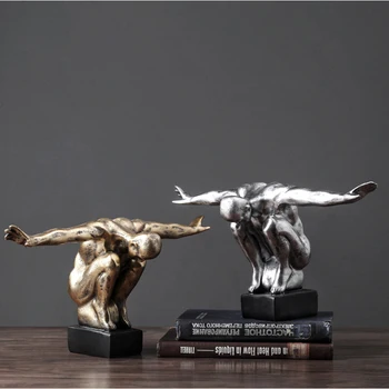 Скандинавски Украшение Скулптура На Водолаз На Flying Самият Герой Статуя На Смола Модел Абстрактен Къща Движение Фигурки Ръчен Декор Занаяти