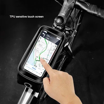 Див човек непромокаемая велосипедна предната рамка Велосипедна чанта със сензорен екран, телефонна закрепване за пътна планински велосипед седельная чанта велосипеден триъгълник