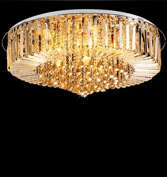 Мода Ameican K9 Crystal Led творчески луксозен трапезария лампа Вила тавана лампа хол лампа кръг