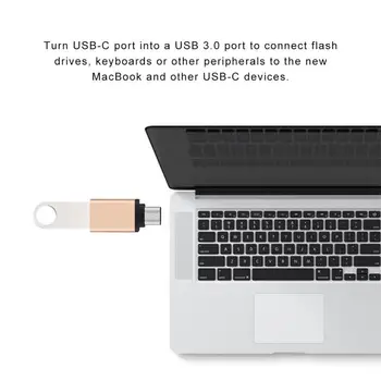 USB-C OTG кабел Type-C мъжка до USB 3.0 женски метален конвертор за Samsung S10/9 / 8 Xiaomi Mi8/7 Huawei Metal Head Adapter 1бр