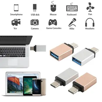 USB-C OTG кабел Type-C мъжка до USB 3.0 женски метален конвертор за Samsung S10/9 / 8 Xiaomi Mi8/7 Huawei Metal Head Adapter 1бр