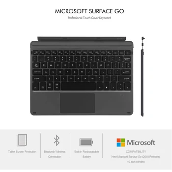 [Тънък ] безжичен калъф за клавиатура bluetooth на Microsoft surface go 7,тъчпад мишка +750 акумулаторна батерия + 7 цвята осветление