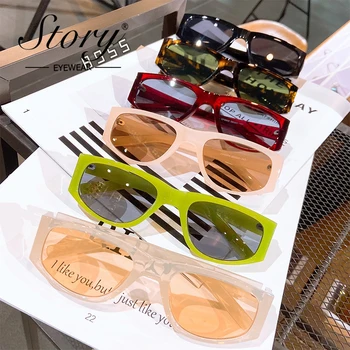 История на ретро правоъгълник зелени слънчеви очила на Жените и мъжете 2020 луксозната марка, дизайн реколта леопардовые рамка квадратни слънчеви очила с UV400 S8955F
