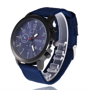 Горещи продажба нов мек найлон текстилен колан с календар часовник мъжки ежедневни военни кварцов ръчен часовник Relogio Masculino