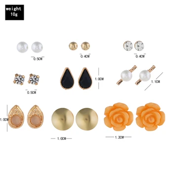 Bohopan 2019 Women Fashion Stud Earrings Set Уникални Водни Обеци За Жените Прости Перлени Обеци Бижута И Аксесоари