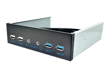 L 6 порта USB 3.0+HD Аудио 3.5 mm+ USB2.0 5.25 Inch Floppy Bay предния панел с адаптер на захранване, USB 3.0 Хъб Spilitter