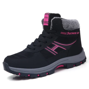 Дамски зимни обувки за ски кожени топли плюшени непромокаеми обувки на платформа дамски велурени ботильоны на танкетке спортни обувки