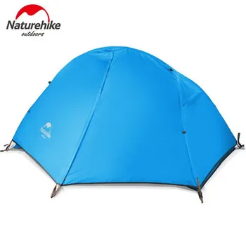 Naturehike 1.3 кг сверхлегкая палатка 20D Силиконова кърпа 1 човек двуслойни алуминиев прът пътуване, туризъм, къмпинг палатка къща
