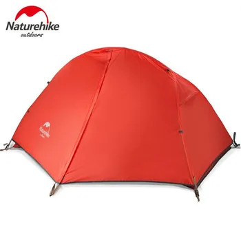 Naturehike 1.3 кг сверхлегкая палатка 20D Силиконова кърпа 1 човек двуслойни алуминиев прът пътуване, туризъм, къмпинг палатка къща