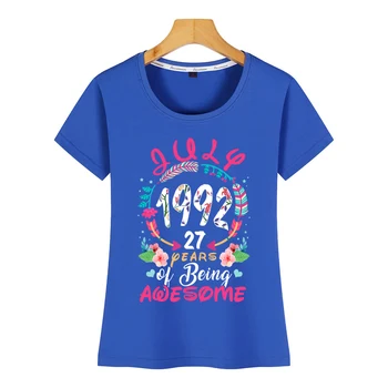 Върховете тениска жени юли 1992 27 години да бъде невероятно майчинството са подходящи надписи по поръчка Дамски тениски