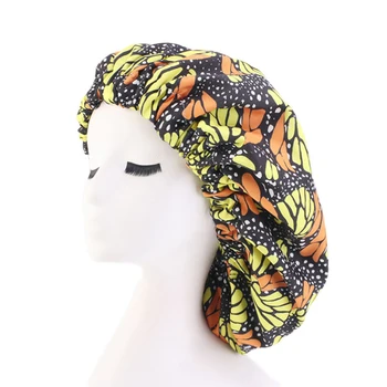 Women African Fashion Floral Print Double Layer Caps Еластични Hair Care Head Wrap Hair accessories шапчица за мелирования