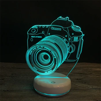 3D LED камера илюзия Night Light Acrylic 7 Цвят преносимото USB Батерия Home Decor Touch светлини подарък за деца