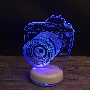 3D LED камера илюзия Night Light Acrylic 7 Цвят преносимото USB Батерия Home Decor Touch светлини подарък за деца