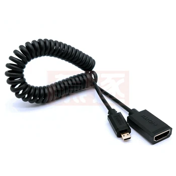 Mini HDMI-съвместим с женски спирала кабел hdmi 2.0 HDMI to micro hdmi stretch Spring Curl гъвкави тънки кабели 2k 4k hd @60hz