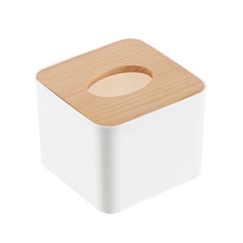 Квадратна кутия тъкан скоростна плат с дървен капак домакински подвижен мини дървена кутия тъкан