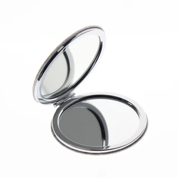1бр 6 см кръгла от неръждаема стомана двустранен сгъваем Miroir De Maquillage суета козметични ръчно компактен джобен грим огледало