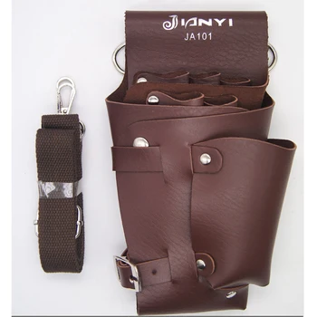 Салон Wrap фризьорски ножици комплект кожена чанта ножици джобове многофункционален фризьор кобур за носене на притежателя Tijeras Makas