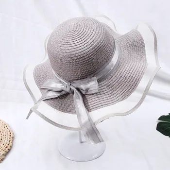 2020 нови слънчеви шапки за жени, момичета широка периферия гъвкава сламена шапка лятна Бохемската плажна шапка Лента Chapeau Femme Ete черен