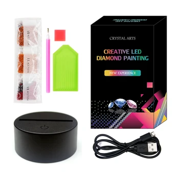 2020 New 5D Diamond Живопис Night LED Lamp Decorate Desk Light Stock Picture Painting With Rhinestones Собственоръчно Gift