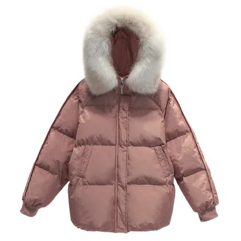 Мода ново свободно палто късо дамско однотонное хлебное палто зимно палто гъст топло памучни палто h00189