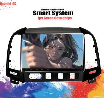 6+128G автомобилен мултимедиен Плейър Android 10.0 GPS навигация за Hyundai Santa Fe 2 2006-2012 седан кола dvd Радио 4 дупки dvd