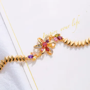 Нова мода мед Чар гривни красиво цвете инкрустиран Циркон гривна за жени и приятелки подарък брой QLSL006